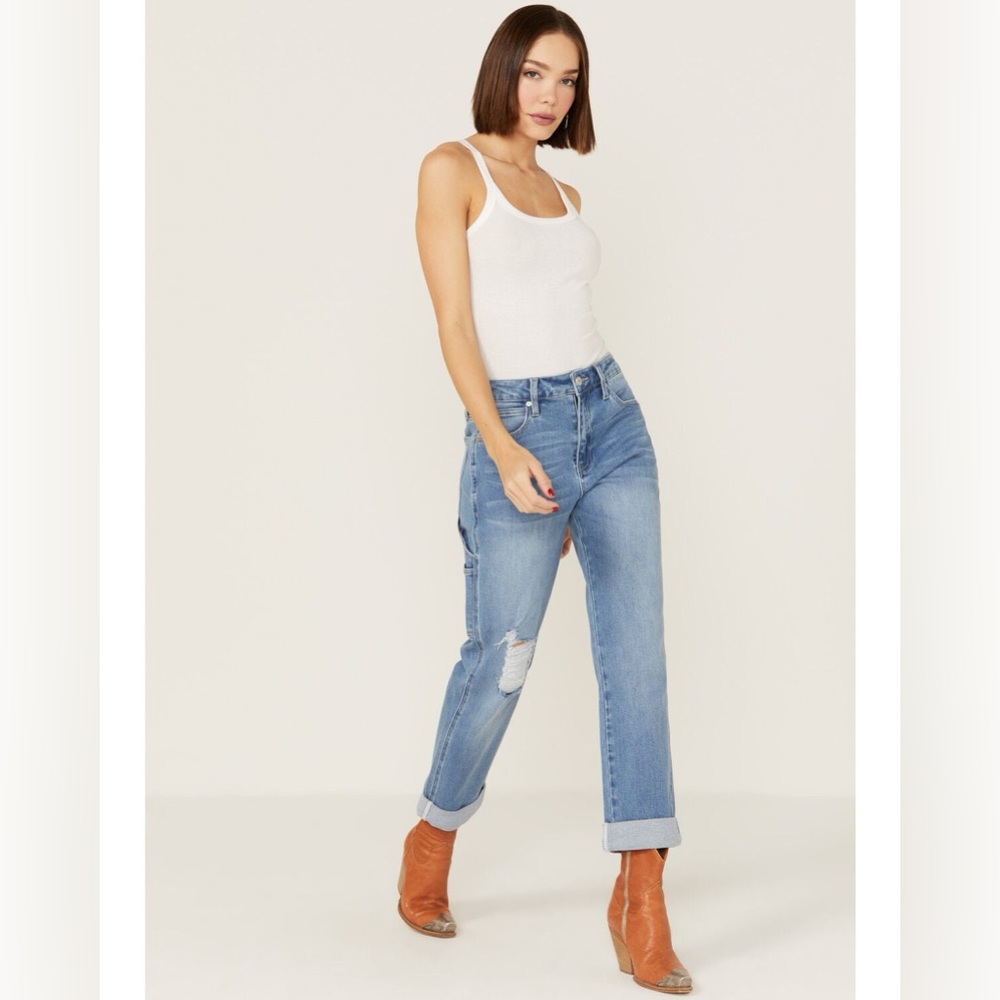 Nwt boutique CEROS WOMEN'S LIGHT WASH HIGH RISE‎ CARPENTER STRAIGHT JEANS